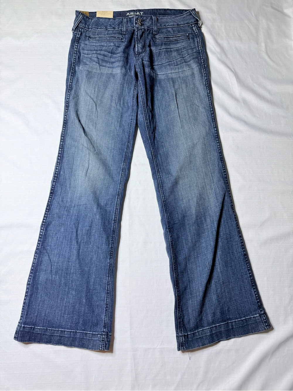 Ariat Trouser Jeans Women's 30 L Blue Wide Leg Western Denim Mid Rise NWT